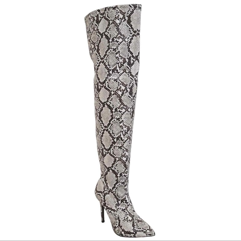 Thalia Sodi Black and White Over the Knee Boots
